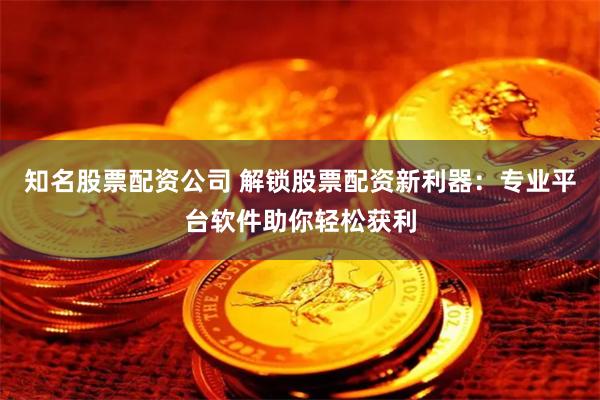 知名股票配资公司 解锁股票配资新利器：专业平台软件助你轻松获利